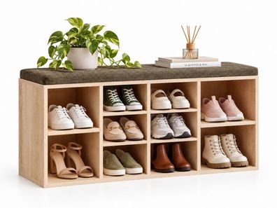 Schuhschrank mit Sitzfläche - moderne Bank aus Eiche, 104 cm