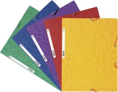 Exacompta 10 Gummizugmappen 3 Klappen Glanzkarton 400 g/m² sortiert
