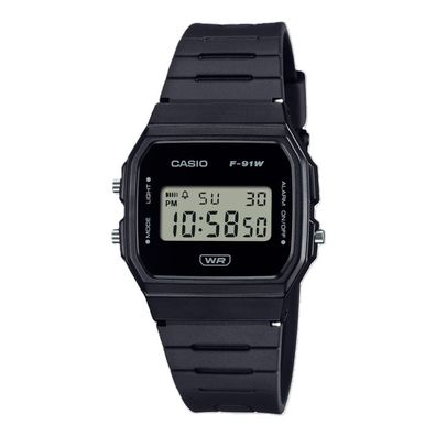 Casio Collection > Damenuhr schwarz Tagesalarm Resin F-91WB-1AEF