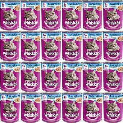 Whiskas Adult mit Thunfisch in Gelee - Nassfutter für Katzen - Dose - 24 x 400 g