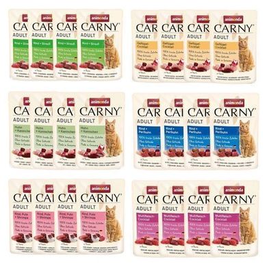 Animonda Carny Adult Nassfutter für Katzen, Geschmacksmischung, 24 x 85 g