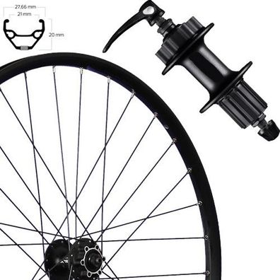 Hinterrad 27,5", Disc 6-Loch, schwarz, SE TAURUS 21, Aluminium, FH-QB400, Schnells