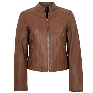 Jilani Collection - Damen Lederjacke Lammnappa mittelbraun