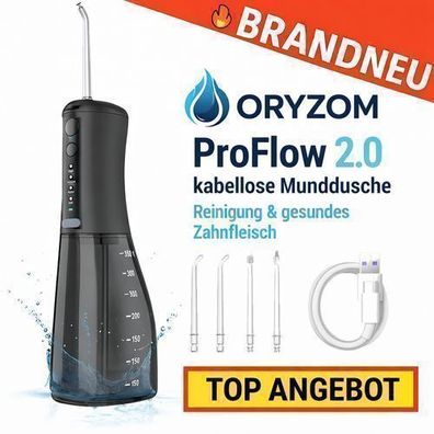 Oryzom™ ProFlow 2.0 kabellose Munddusche - Reinigung & gesundes Zahnfleisch