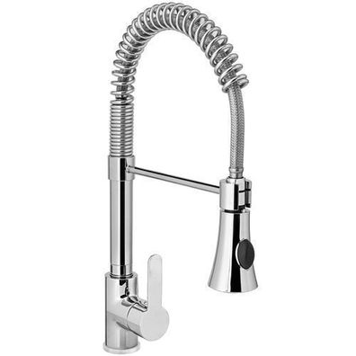 Einloch-Waschtischarmatur aus Edelstahl mit Ausziehbrause, Höhe 445 mm - Hendi 810170