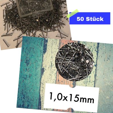 50 kleine Nägel Drahtstifte Drahtnägel Senkkopf Eisen Modellbau fein 1,0x15mm