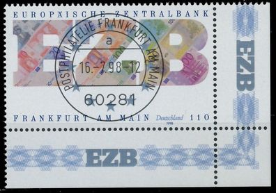 BRD BUND 1998 Nr 2000 zentrisch gestempelt ECKE-URE X552CC2