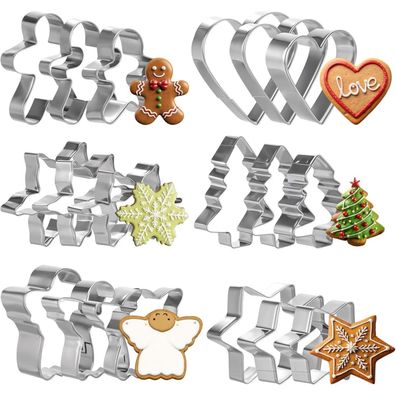 Abeillo Weihnachtsausstecher-Set 18 Stück Edelstahl
