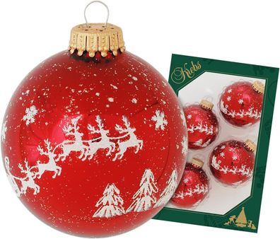 Christbaumkugeln Weihnachtskugeln Glas Ø.7cm Rentiere Winterwald