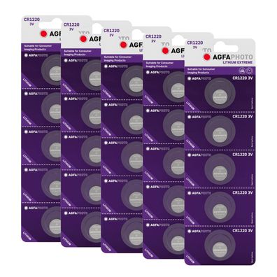 25x Agfaphoto Batterie Lithium Knopfzelle CR1220 3V Extreme CR 1220 im Blister
