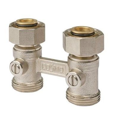 COSMO Zweirohr-Hahnblock 3/4" AG Konus lose DN 20 Durchgang 10 bar 50mm | ZHDM