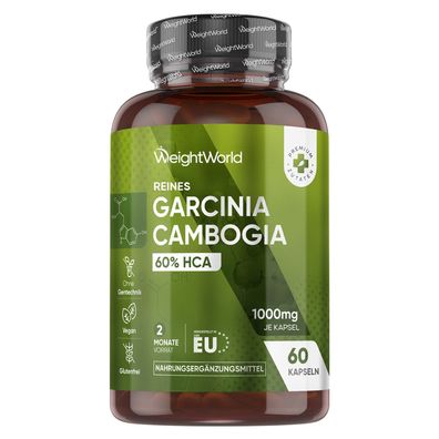 WeightWorld Garcinia Cambogia Fruchtextrakt - 2 Monate Vorrat, 60 vegane Kapseln