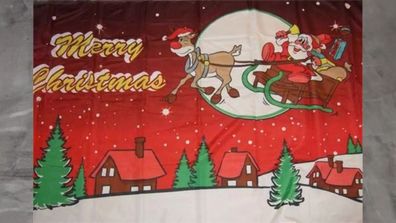 Fahne Flagge Weihnachten Merry Christmas Rentier Rot - 150 x 250 cm
