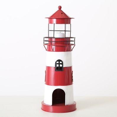 Kerzenlaterne Leuchtturm H.42 Ø.15 cm rot schwarz weiß Stückpreis