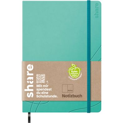 share Notizbuch A6 96 Blatt blanko 80 g/qm türkis