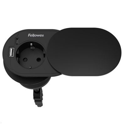 Fellowes Slide Power-Spot Einbausteckdose mit USB A/ C Charger 30W (100136861),