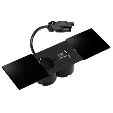 Bachmann DUE Steckdose, USB-Charger A/A, Deckel, schwarz (929.040DB)