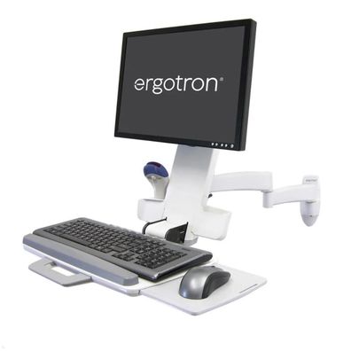 Ergotron Serie 200 Combo schwenkbarer Monitor Wandhalter mit Tastaturablage (45