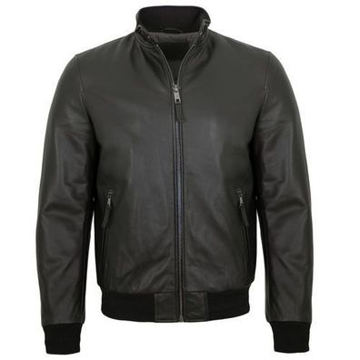 Milestone - Herren Echtleder Lederjacke Blouson Lammnappa schwarz