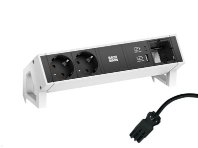 Bachmann DESK 2 - 2x Steckdose mit USB Charger A/C 1x CM (902.935), weiß