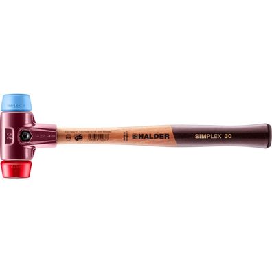 HALDER Simplex Schonhammer Ø 30 mm TPE-soft blau / Plastik rot mit Tempergussgehäuse
