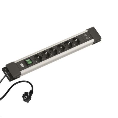 Bachmann Connectus 6x Steckdose CEE7/3, 1x USB A/C, 1x Schalter, grau (BM005920)