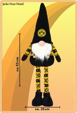 Weihnachtswichtel Borussia Dortmund BVB Wichtel Filz Stehend Gr. 25x12x53cm NEU