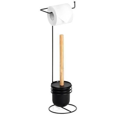 Toilettenpapierhalter mit Bürste, schwarz, 53 cm