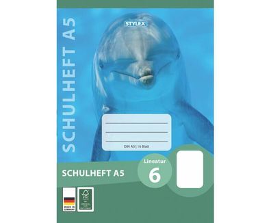 Stylex 29706 Schulheft blanko Lineatur 6 DIN A5 16 Blatt