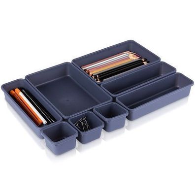 Modulares Schubladen-Organizer-Set aus Graphit, 8-teilig