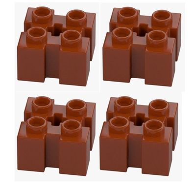 LEGO 4x Stein 2x2 modifiziert Dunkelorange 6315198 39683 Kreuzloch Nut Neu
