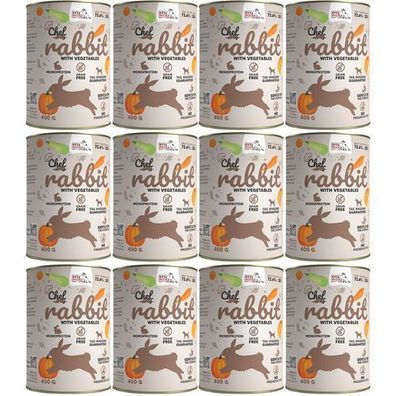 SYTA MICHA Nassfutter Kaninchen mit Gemüse, Nassfutter für Hunde, Dose 12 x 400 g