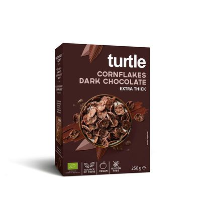 3x turtle Chocolate Cornflakes - Dark BIO + Gluten Free 250g