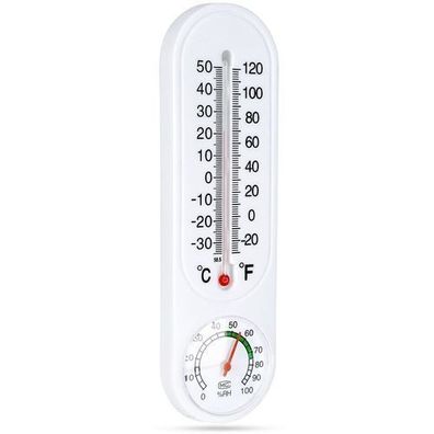Thermometer mit Hygrometer, weiß, 22 cm