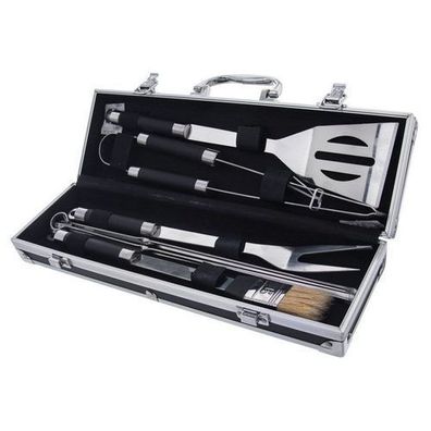 Set aus Stahlgrillbesteck in einem 9-teiligen Koffer