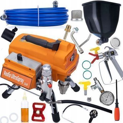 Rosfix Farbspritzgerät Tornado RT4 – 3000W 22MPA 3,2L/min | 6L Tank Set