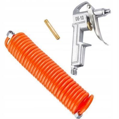 Rosfix Ausblaspistole mit Spiralschlauch – 5 m PU | 1/4" Gewinde, 2 mm Düse