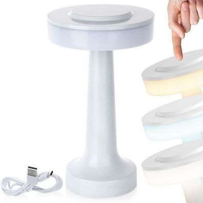 LED-Tischleuchte, weiß, kabellos, 3 Beleuchtungsmodi, 21 cm