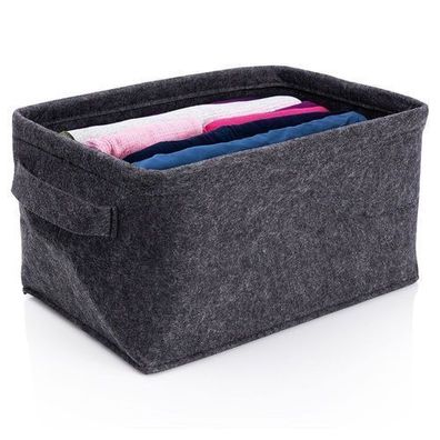Faltbarer Aufbewahrungskorb aus Filz, schwarz, 36 x 27 x 20 cm