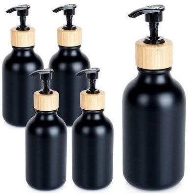 Flaschen mit Pumpspender-Set für Shampoo, flüssiges schwarzes Shampoo 300 ml 5 Stück