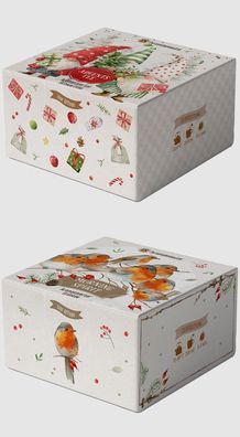 Tee Genuss-Box, Wichtel o. Rotkehlchen, Geschenkidee Geschenk Winter Vogel Gnom