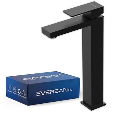 Eversan Waschtischarmatur Premium TORIN Schwarz hohe Ausführung Einhebelmischer