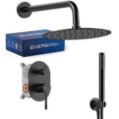 Eversan Unterputz-Duschset Premium LOKE Schwarz mit Box Einhebelmischer