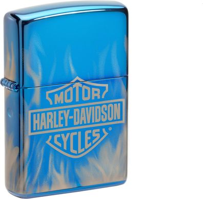 ZIPPO Benzinfeuerzeug, Sturmfeuerzeug, "Harley Davidson Logo" in blau