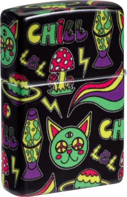 Zippo Benzinfeuerzeug Sturmfeuerzeug, Chill Design 540°, leuchtet im Dunkeln, schwarz