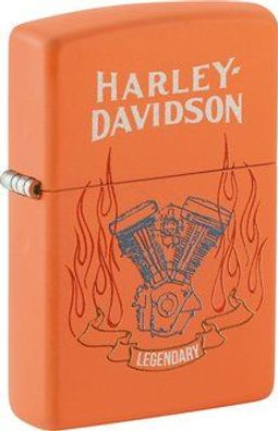 Zippo Benzinfeuerzeug, Sturmfeuerzeug Harley Davidson, matt lackiert, Orange