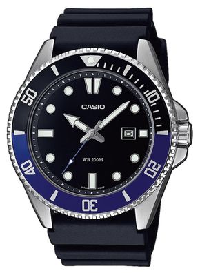 Casio Collection Herren Taucheruhr Schwarz/Blau MDV-107-1A2VEF