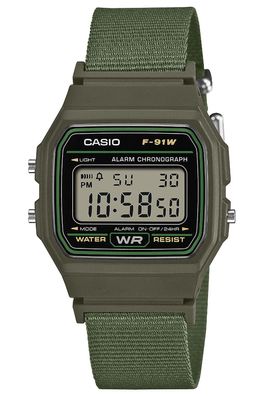 Casio Timeless Collection Damen- und Jugenduhr Khaki F-91WF-3AEF