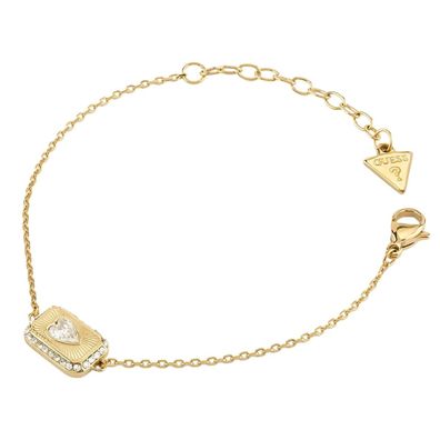 Guess Schmuck Damenarmband Crystal Love Tag Goldfarben L JUBB06355JWYGL