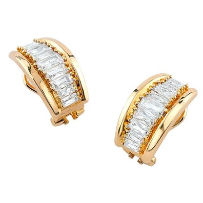 Guess Schmuck Damen-Ohrringe Creolen Baguette Goldfarben JUBE06318JWYGT/U